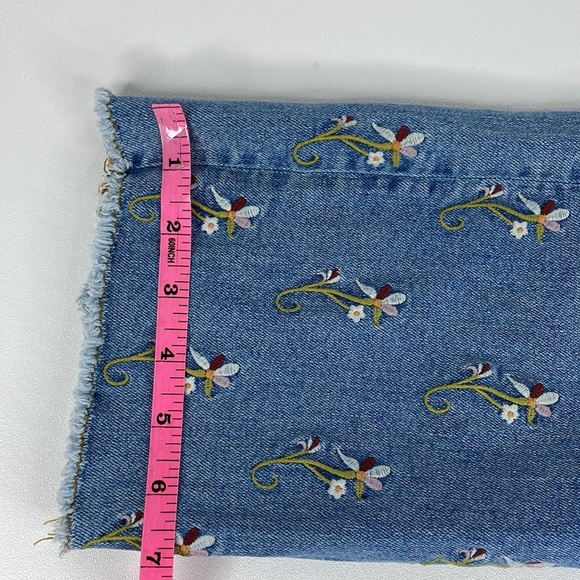 Anthropologie Pilcro Floral Embroidered Straight Leg Cropped Jeans 25 - Picture 12 of 14